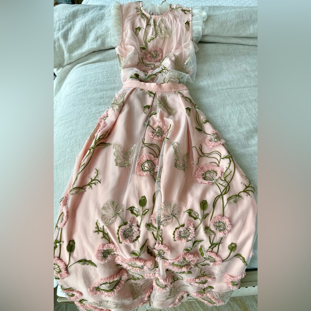 Eva Franco Floral Embroidered Maxi Skirt & Blouse